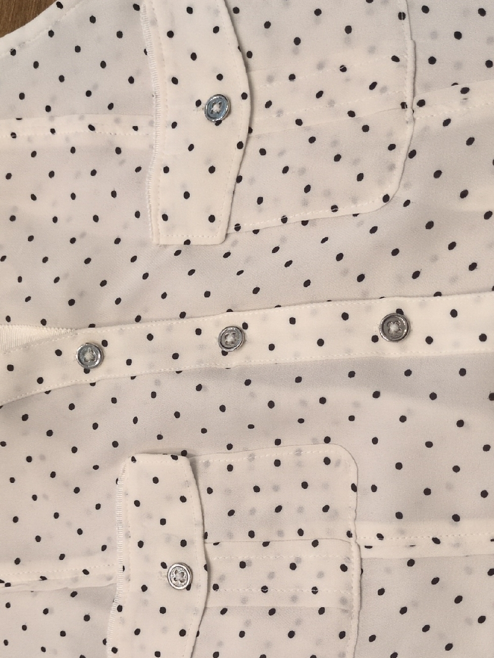 WHBM, Silk White W/ Black Polka Dot Sleeveless Blouse - Picture 5 of 11
